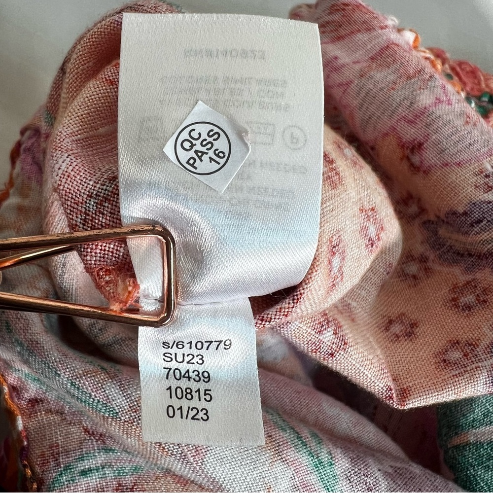 NEW NWT Ann Taylor Loft Pull On Linen Blend Wide Leg Pants Patchwork Bloom LARGE - Picture 9 of 12
